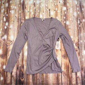 NWT Juicy Couture Elegant  Long Sleeve Wrap Top  Stretch Size Medium